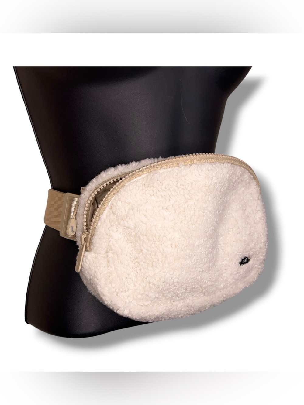 Lole Ivory Faux Sherpa Fanny Pack Belt Bag Travel Neutral Athletic Activewear